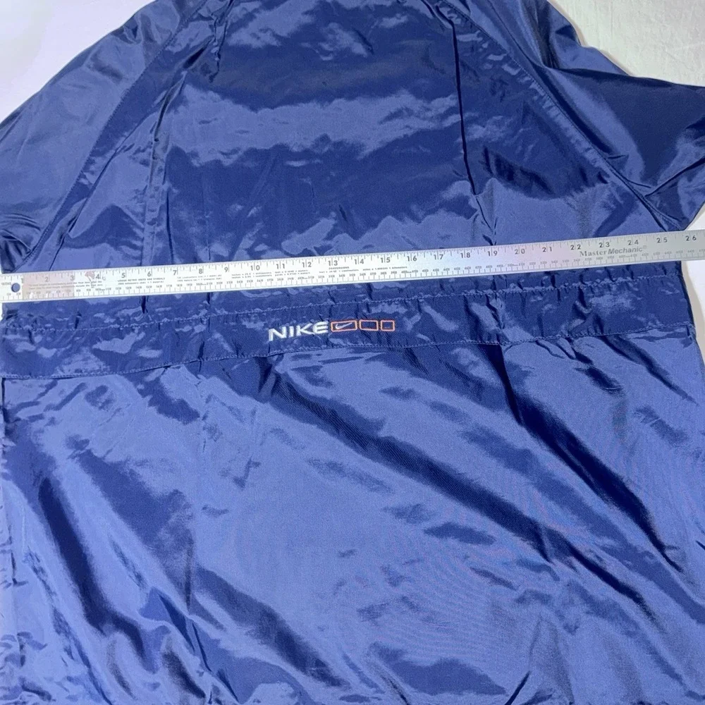 Vintage Nike Jacket Mens Large Navy Hooded Windbreaker Center Swoosh 90s 1/2 Zip